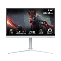 شاشة ألعاب GAMEON GOAP24FHD380IPS Artic Pro Series مقاس 24 بوصة FHD، 380 هرتز، MPRT 0.5 مللي ثانية، HDMI 2.1، شاشة IPS سريعة - بيضاء