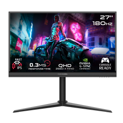 شاشة ألعاب GAMEON GOM27QHD180IPS Midnight Pro Series مقاس 27 بوصة QHD، 180 هرتز، MPRT 0.3 مللي ثانية، شاشة IPS سريعة - أسود