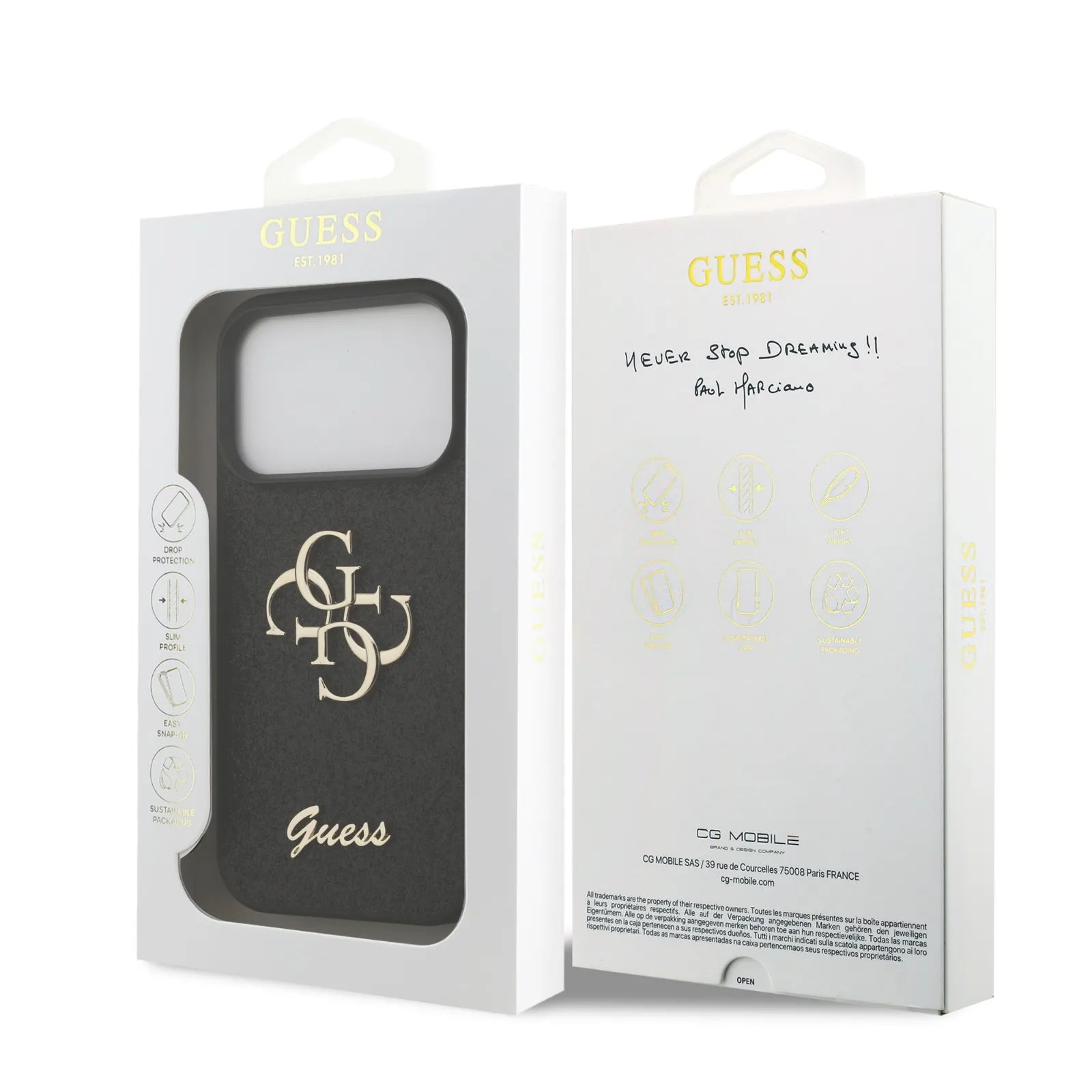 Guess, PU Glitter Case With Big 4G Metal Logo, iphone 17 Pro
