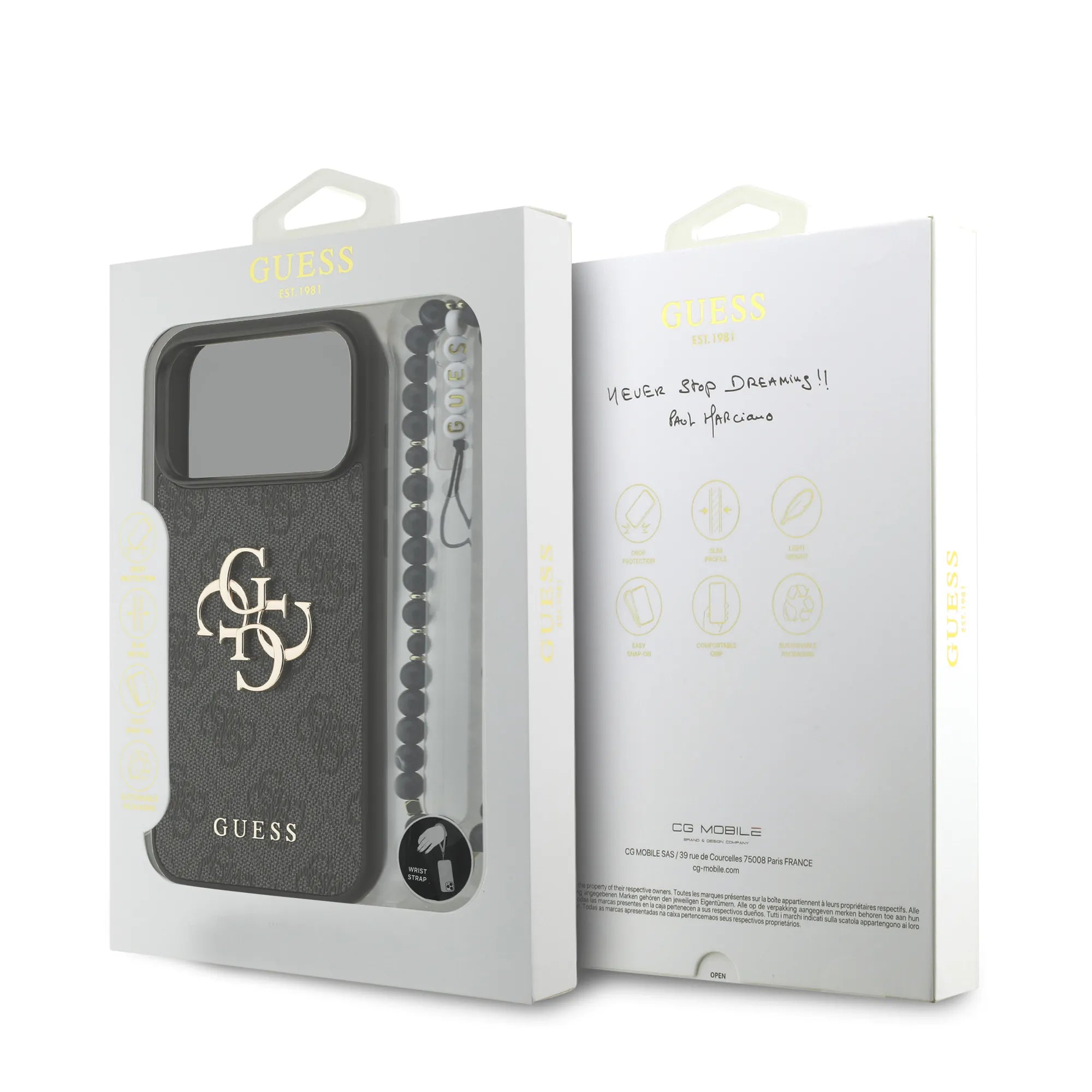 Guess, 4G PU Leather Case with Big 4G & Classic Logo with Wrist Strap, iPhone 17 Pro Max