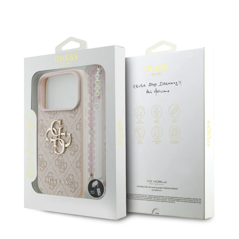 Guess, 4G PU Leather Case with Big 4G & Classic Logo with Wrist Strap, iPhone 17 Pro Max