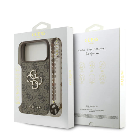 Guess, 4G PU Leather Case with Big 4G & Classic Logo with Wrist Strap, iPhone 17 Pro Max