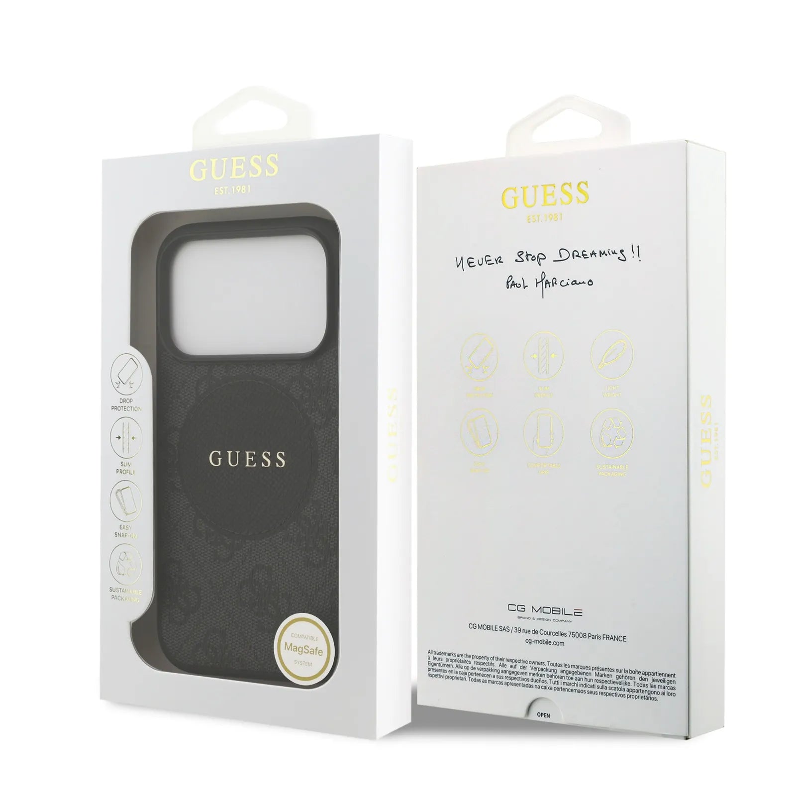 Guess, MagSafe 4G PU Leather Case with Round Patch & Classic Logo, iPhone 17 Pro