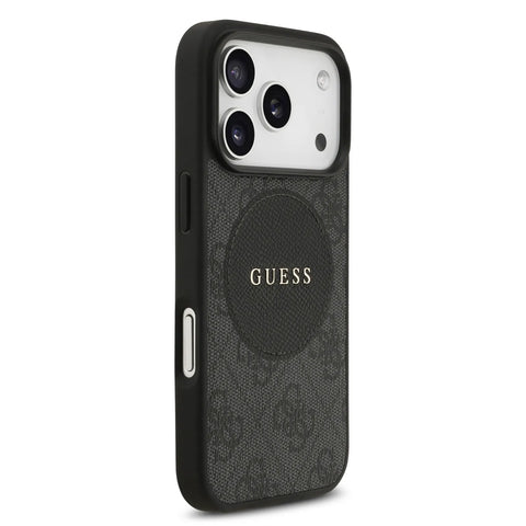 Guess, MagSafe 4G PU Leather Case with Round Patch & Classic Logo, iPhone 17 Pro