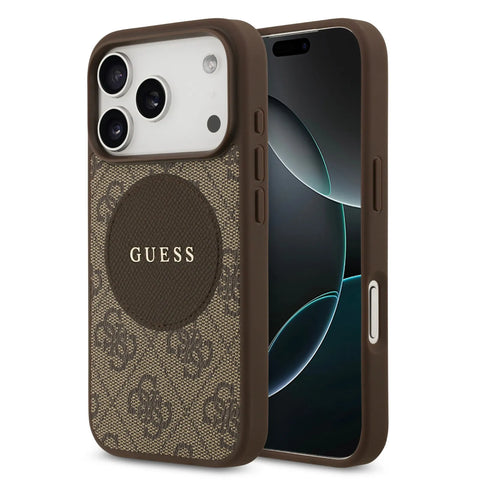 Guess, MagSafe 4G PU Leather Case with Round Patch & Classic Logo, iPhone 17 Pro