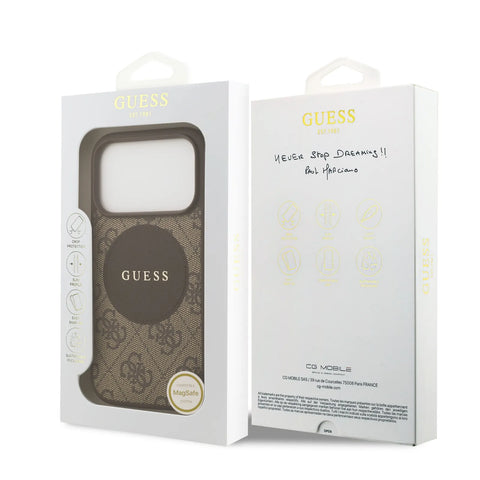 Guess, MagSafe 4G PU Leather Case with Round Patch & Classic Logo, iPhone 17 Pro