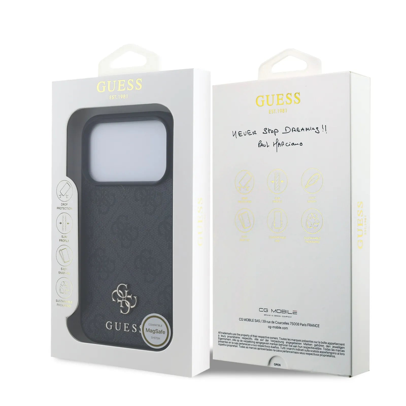 Guess, MagSafe 4G PU Leather Case with Small 4G & Classic Metal Logo, iPhone 17 Pro