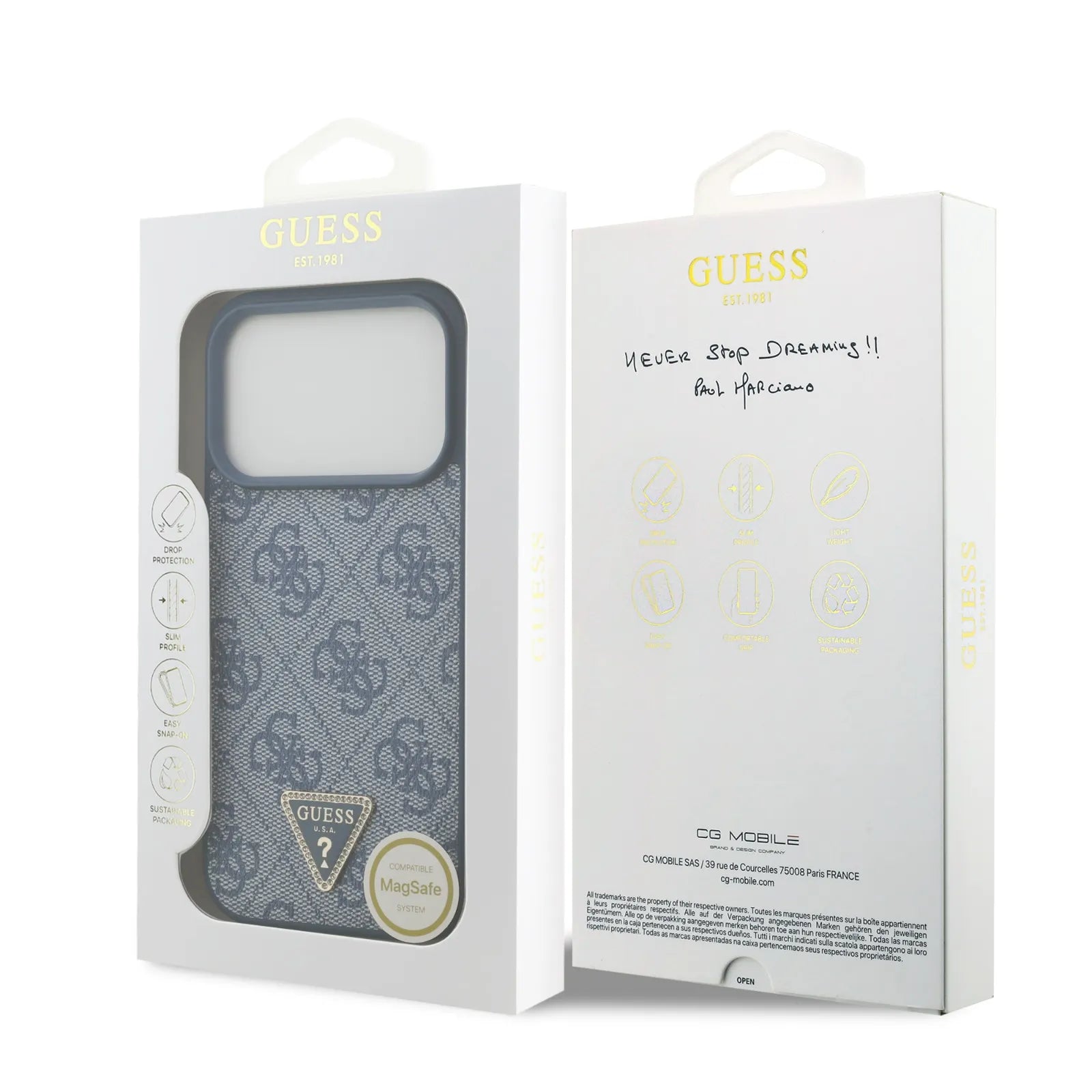 Guess, MagSafe 4G PU Leather Case with Triangle Logo, iPhone 17 Pro