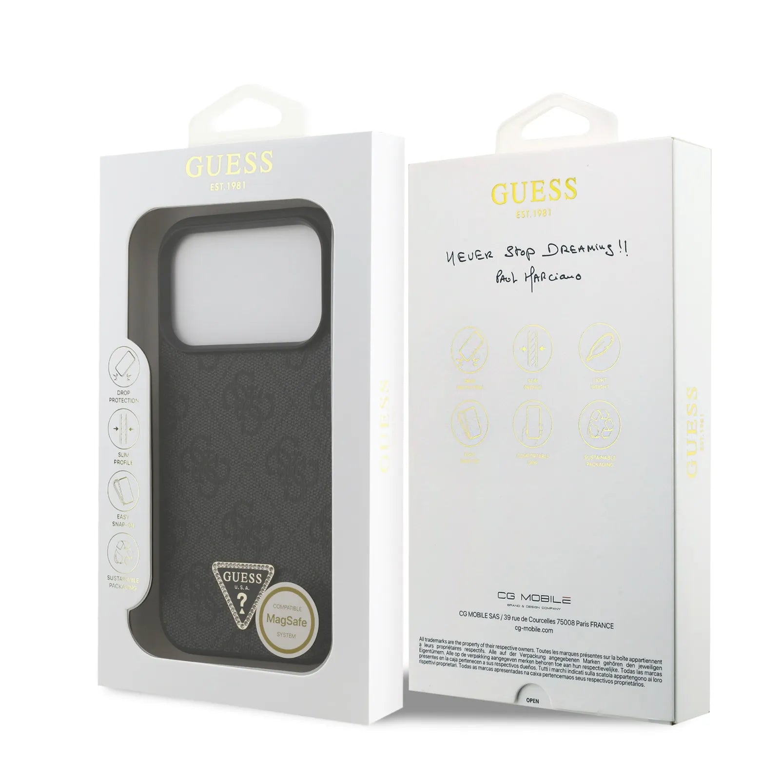 Guess, MagSafe 4G PU Leather Case with Triangle Logo, iPhone 17 Pro