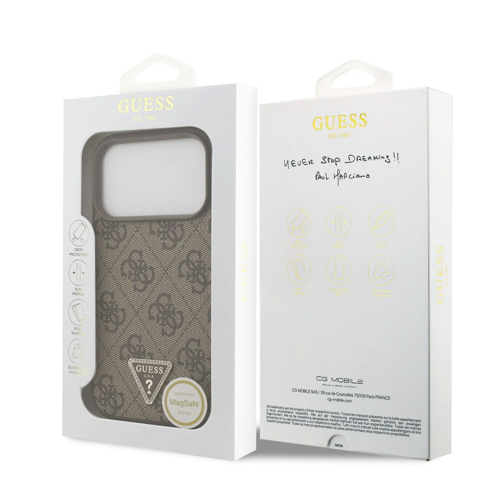 Guess, MagSafe 4G PU Leather Case with Triangle Logo, iPhone 17 Pro
