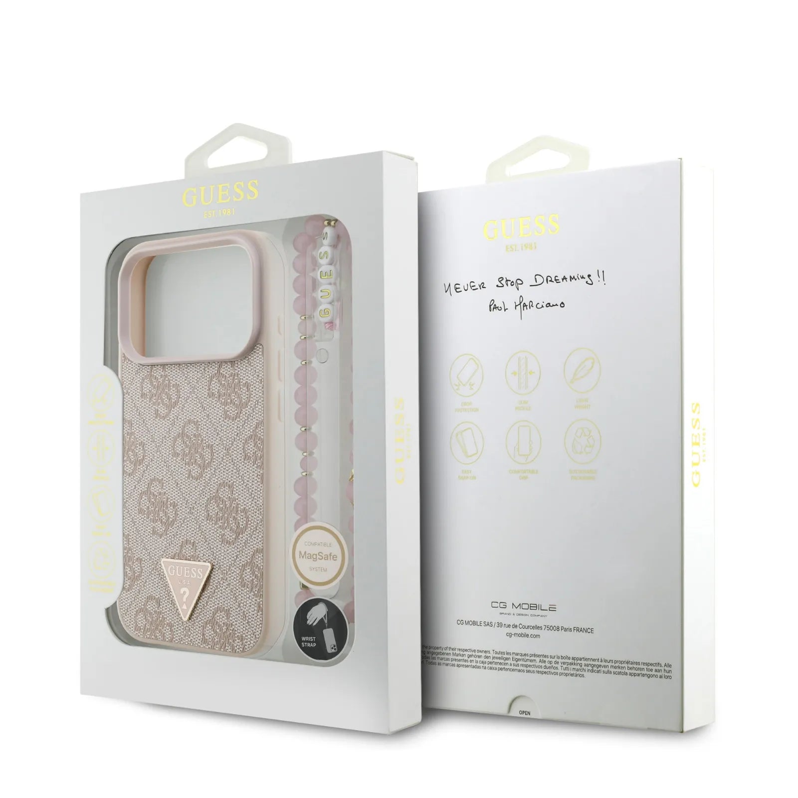 Guess, MagSafe 4G PU Leather Case with Small 4G Logo & Lanyard, iPhone 17 Pro