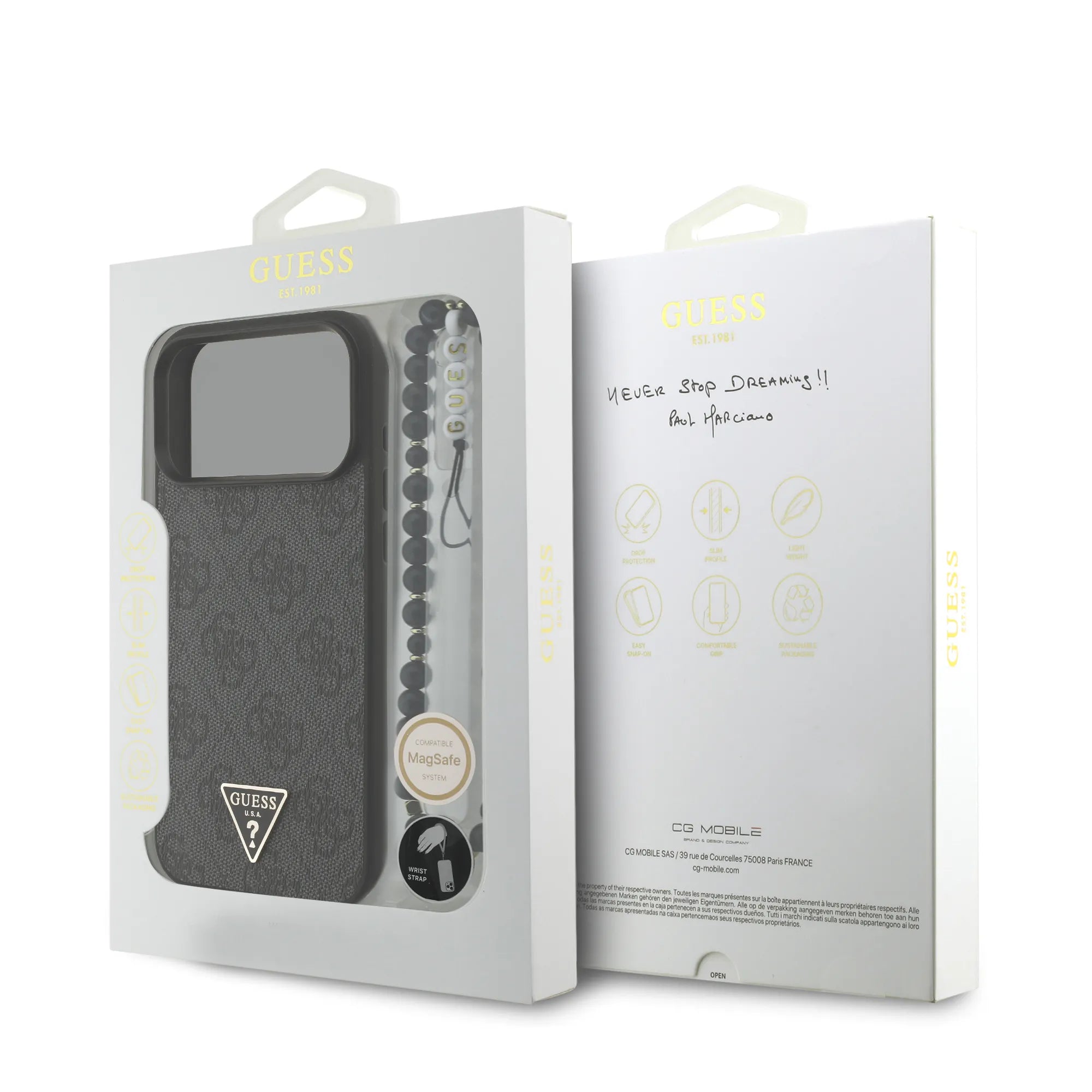 Guess, MagSafe 4G PU Leather Case With Small 4G Logo & Lanyard, iphone 17 Pro Max
