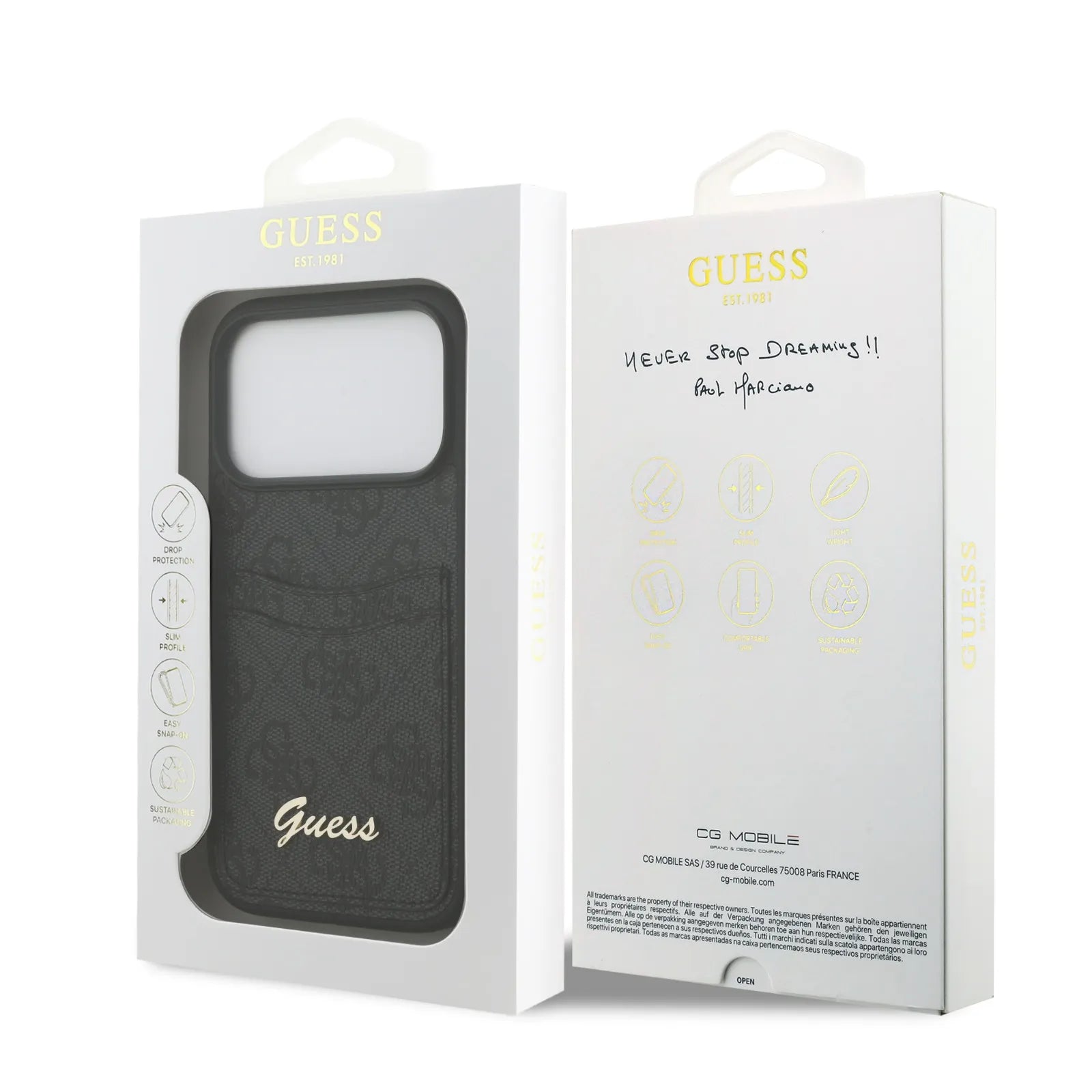 Guess, PU Case with Card Slot & Script Metal Logo, iPhone 17 Pro Max