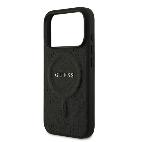 Guess, MagSafe PU Leather Case with Classic Logo & Peony Hot Stamp Design, iPhone 17 Pro