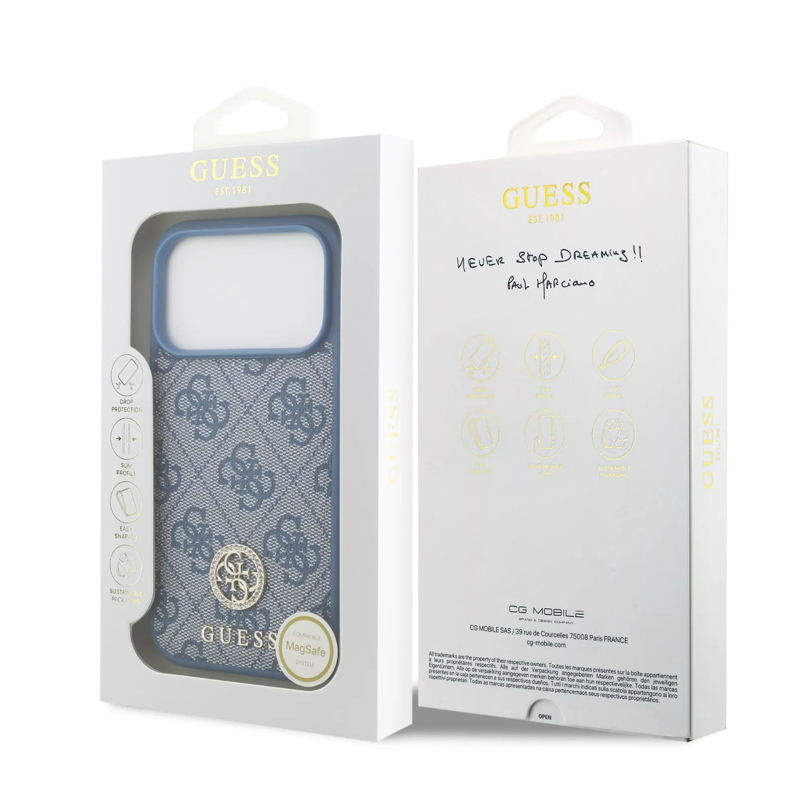 Guess, MagSafe 4G PU Leather Case with Classic & Strass Logo, iPhone 17 Pro Max