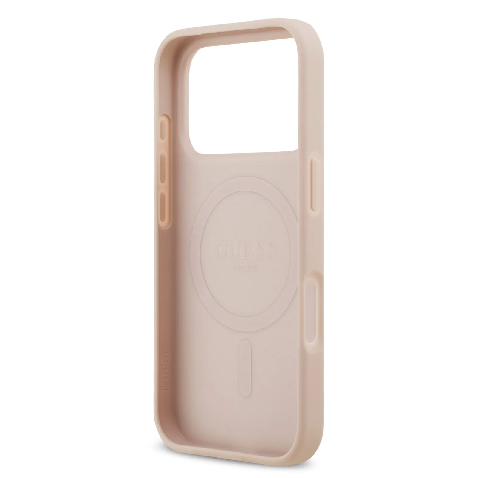 Guess, MagSafe PU Leather Case with Classic Logo & Peony Hot Stamp Design, iPhone 17 Pro Max