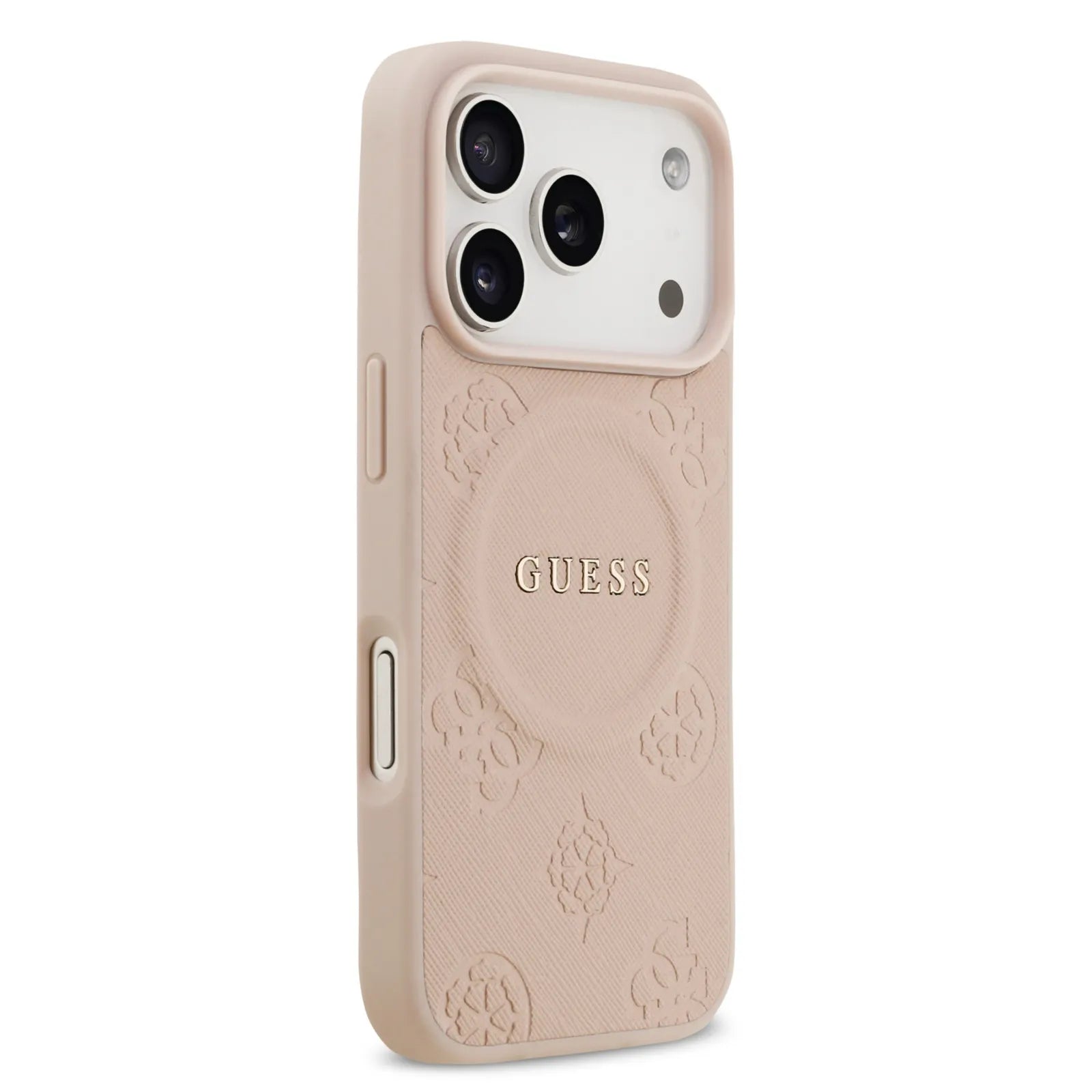 Guess, MagSafe PU Leather Case with Classic Logo & Peony Hot Stamp Design, iPhone 17 Pro Max