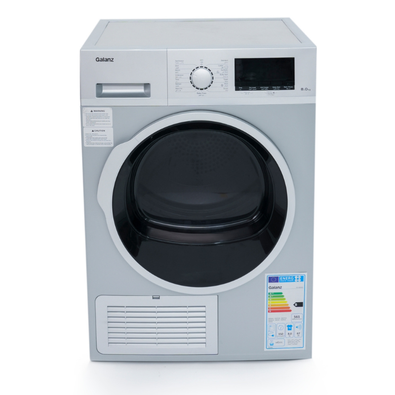Galanz 8Kg Front Load Condenser Dryer, 15 Programs – Silver (DC-80S5C)