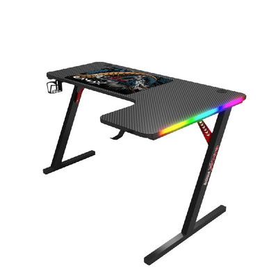 Gamax P202-RB RGB Carbon fiber Gaming Table 160*100*74 cm with Mousepad (L Shape - Right) - Black