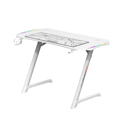 Gamax Z5-1160 (TD-03)_Carbon Fiber Gaming Table 110*60*75cm with RGB Light & MousePad - White