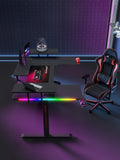 Gamax P203 RGB Carbon Fiber Gaming Workstation Desk with Multi-Level Shelves & Mousepad 160x100x74cm - Black
