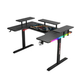 Gamax P203 RGB Carbon Fiber Gaming Workstation Desk with Multi-Level Shelves & Mousepad 160x100x74cm - Black