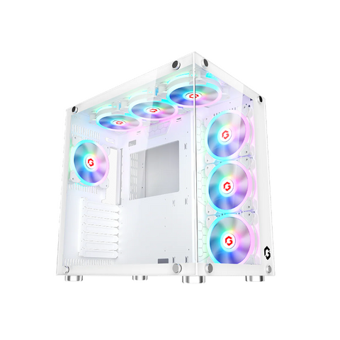 GameOn GO-EMPERORII-A, Emperor Arctic II Series Mid Tower Gaming Case with 7 ARGB Fans - White