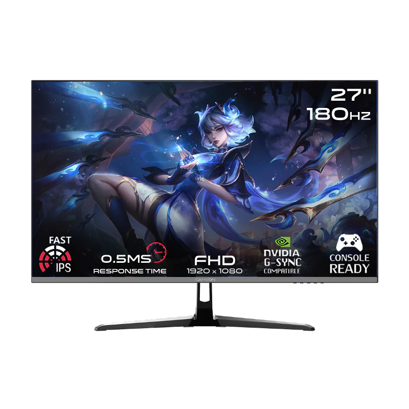 GameOn GOPS27180IPS, 27" FHD, 180Hz, MPRT 0.5ms, HDMI 2.1, Fast IPS Gaming Monitor (Supports PS5) - Black