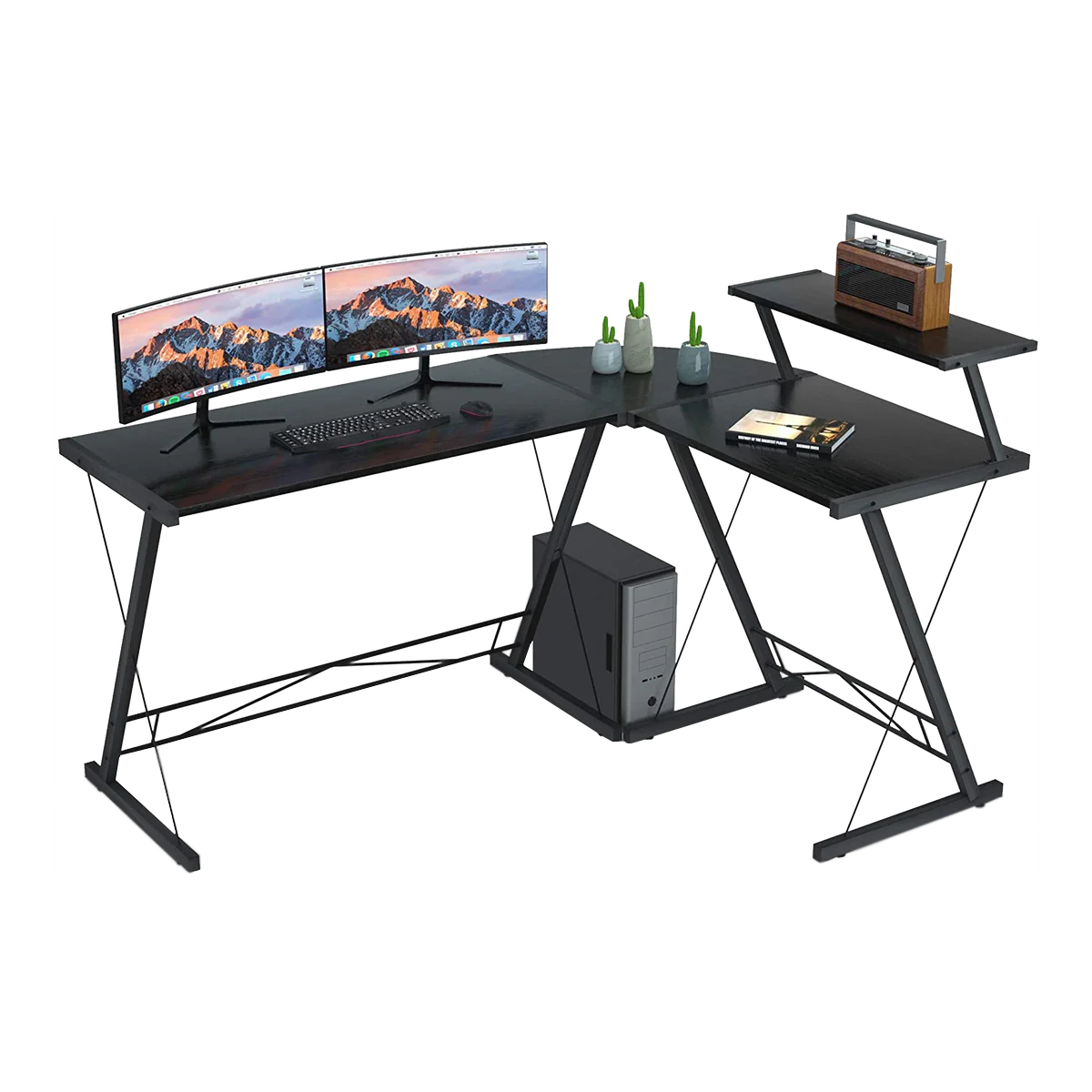Gameon 3 in 1 L-Shaped Slayer II XL Series Gaming Desk - (150x112x74cm) - Table Top (100x48cm + 60x48cm)
