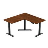 Gamvity L-Shaped Electric Standing Desk, 3-Leg Height Adjustable Ergonomic Workstation - Walnut
