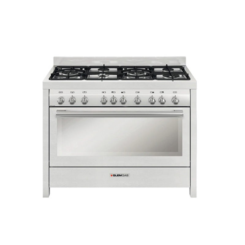 Glemgas 6 Burner Gas Cooker 120x60cm with Double Turbo Fan, Grill & Safety System - Stainless Steel