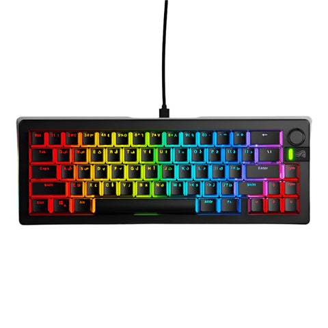 Keyboard with RGB lighting on a white background