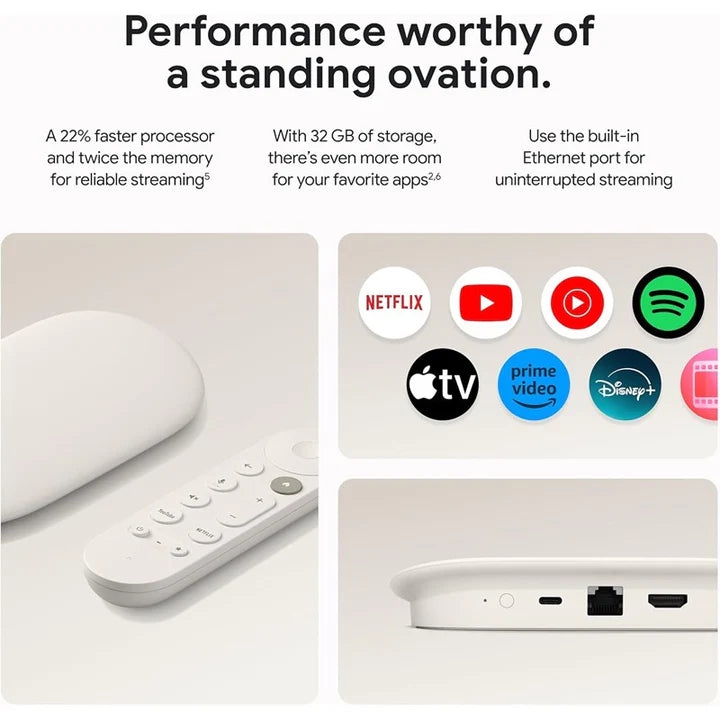Google TV Streamer 4K HDR with 32GB Storage, Dolby Vision, Smart Home Control & Voice Remote - Porcelain