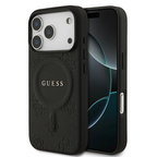 Guess, MagSafe PU Leather Case with Classic Logo & Peony Hot Stamp Design, iPhone 17 Pro