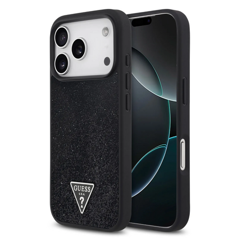 Guess, MagSafe PU Leather Fixed Glitter Case with Triangle Logo, iPhone 17 Pro Max