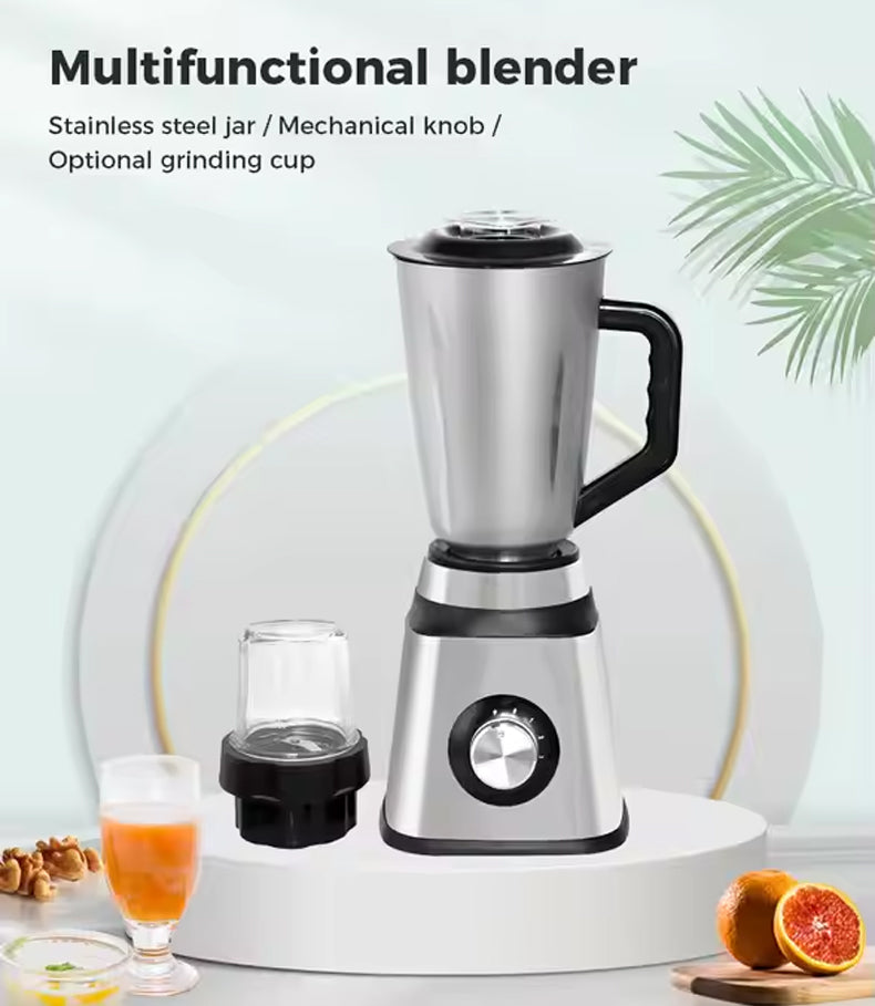 PURE 2-in-1 Stainless Steel Blender with Grinder Attachment – 1 L, 400 W