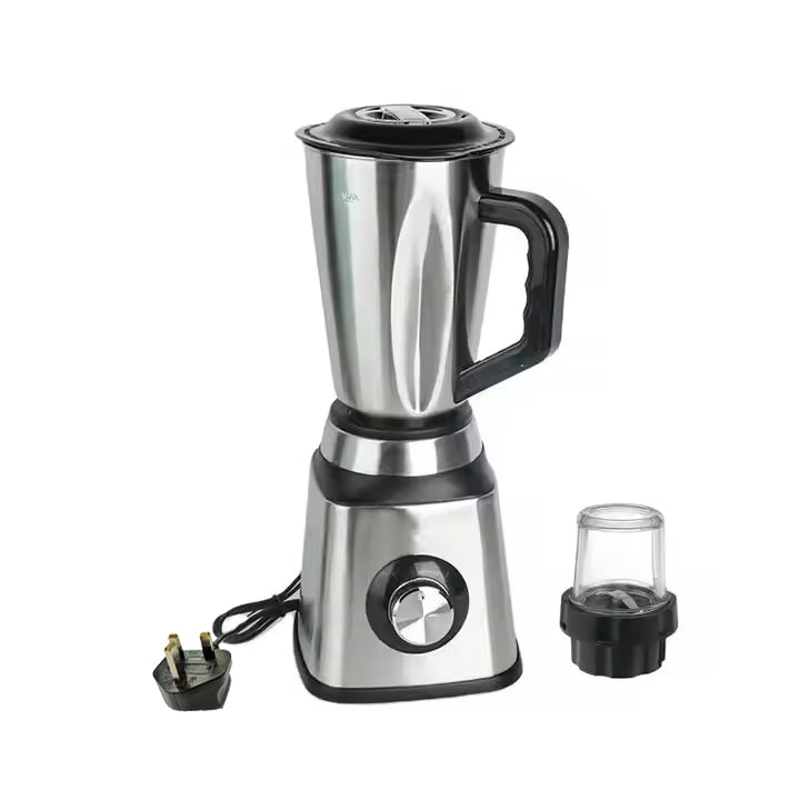 PURE 2-in-1 Stainless Steel Blender with Grinder Attachment – 1 L, 400 W