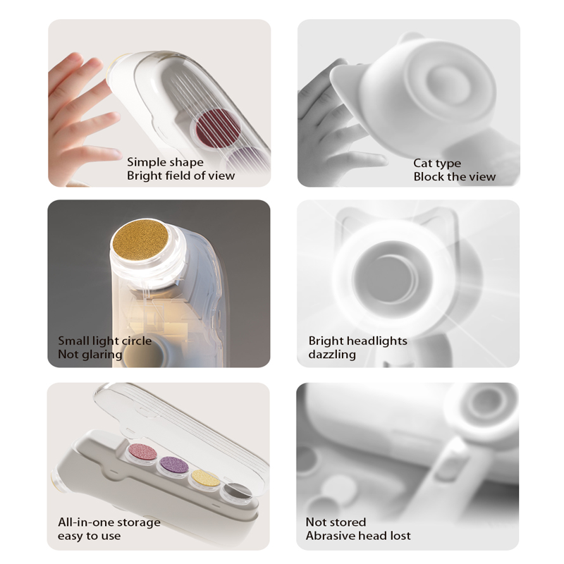 Electric Rechargeable Baby Nail File with LED Light and 5 Grinding Heads