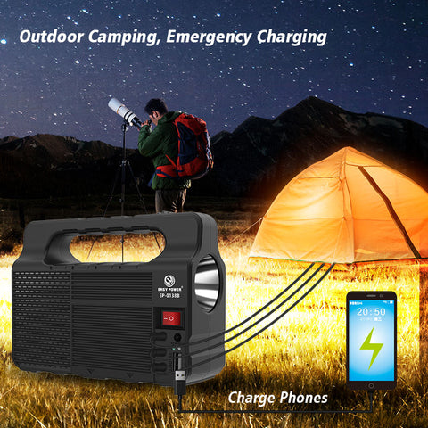Easy Power Solar Lighting System with 3 LED Bulbs 3600mAh Battery Portable Solar Generator with USB Phone Charging Torch & Multi Output Cables Model