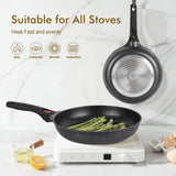 24cm Non-Stick Ceramic Induction Aluminum Fry Pan with Removable Handle & Clear Glass Lid - Oven Safe