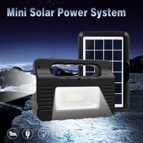 Easy Power Solar Lighting System with 3 LED Bulbs 3600mAh Battery Portable Solar Generator with USB Phone Charging Torch & Multi Output Cables Model