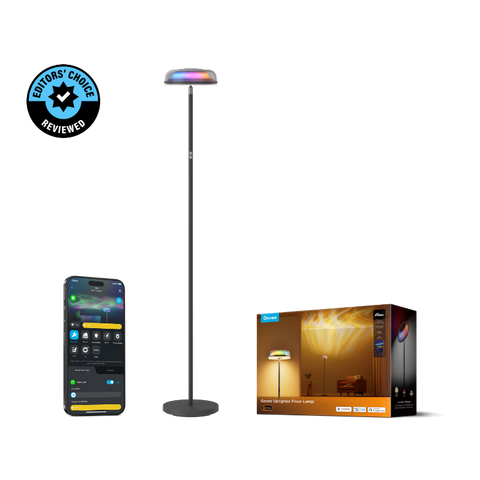 Govee Uplighter Floor Lamp 3 in 1 Lighting Effects, Dynamic Ripple Effect, RGBWW+RGBIC+WW Colors - H60B0