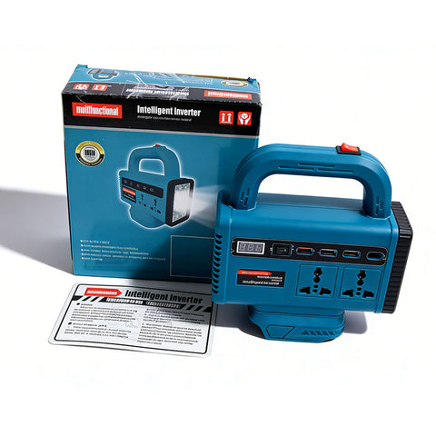 Compact 150W Portable Power Station with 68V Detachable Lithium Battery, Dual AC Outlets, 3 USB-A Ports
