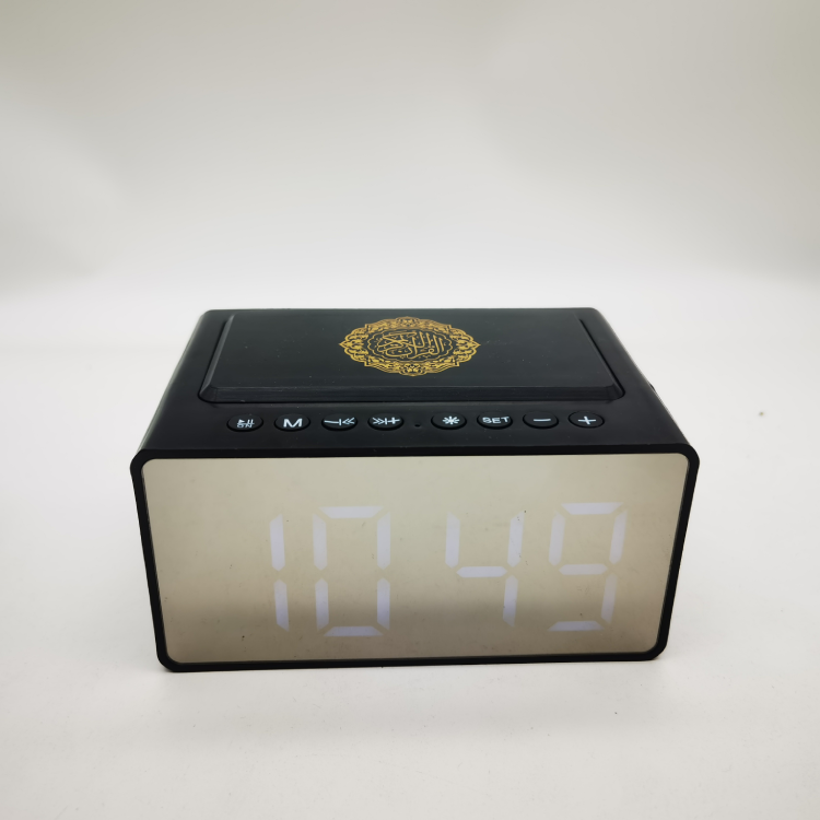 KKF، أذان رقمي، ساعة منبه بسماعة قرآن مع بلوتوث، ذاكرة 8 جيجابايت، راديو FM وشاشة LED
