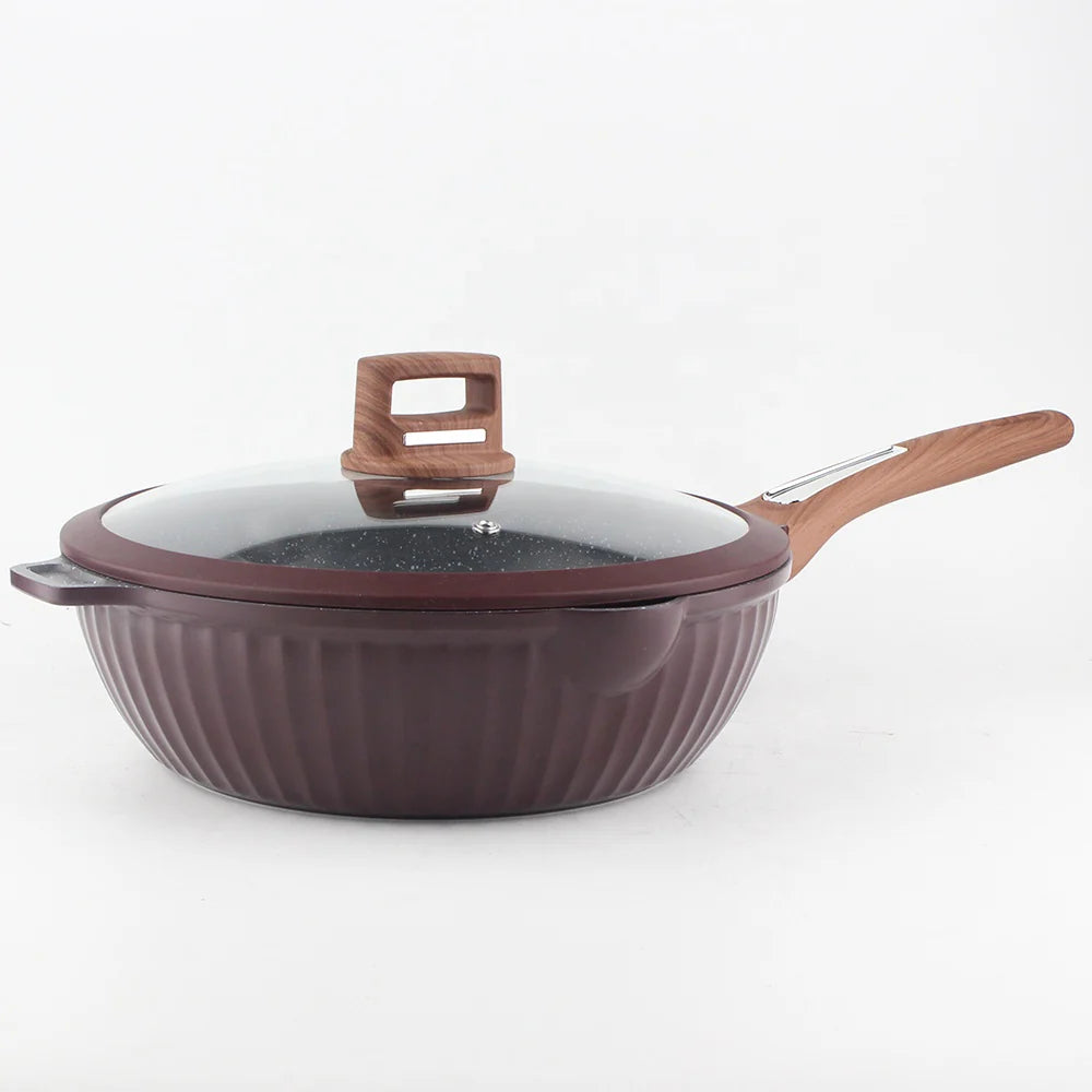 OSFE Granite Cookware Set 12 pcs (Pot 32, 28, 24, 20 cm, Pan 28 cm) with Free 2 Pcs of Utensil Tools