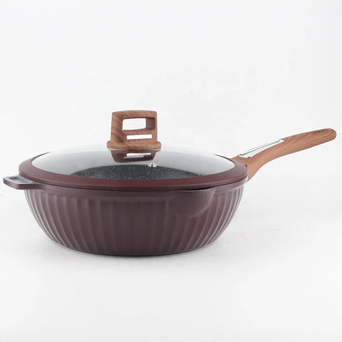 OSFE Granite Cookware Set 12 pcs (Pot 32, 28, 24, 20 cm, Pan 28 cm) with Free 2 Pcs of Utensil Tools