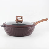 OSFE Granite Cookware Set 12 pcs (Pot 32, 28, 24, 20 cm, Pan 28 cm) with Free 2 Pcs of Utensil Tools