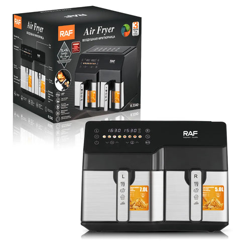 RAF 4.5L+ 4.5L Smart Double Pot Air Fryer with Intelligent Weighing and Express Heat System - 2200W