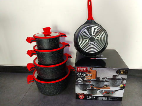 OSFE UMC Marble Cookware Set 17 pcs - Black