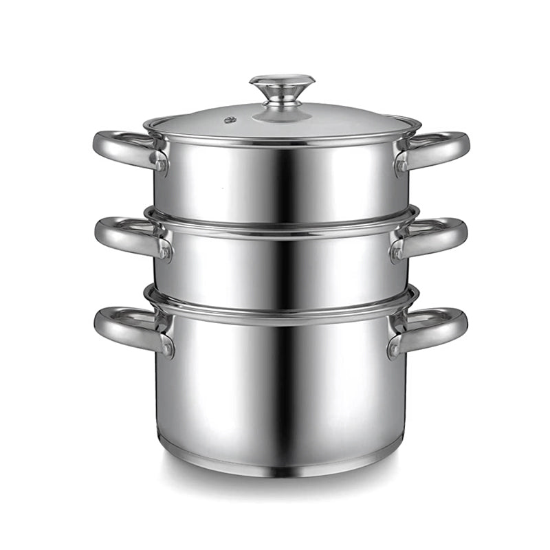 Osfe 28cm Stainless Steel Casserole with T-Glass Lid & Steamer Basket